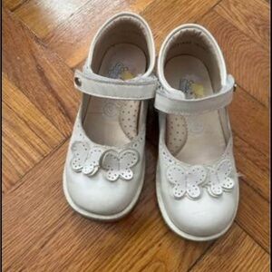 Kids leather  White Butterfly Mary Jane Shoes 10T